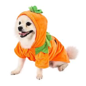Dog Hoodie Cute Funny Halloween Style Pumpkin Cosplay Costume Warm Puppy Fleece Clothes (Option: M)