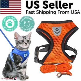 Cat Dog Pet Harness Adjustable Control Vest Dogs Reflective S M L XL Leash (Color: Orange, size: XL)